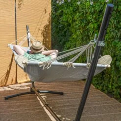 AMANKA 335 X 100 Cm Hangmat Met Frame - Grey -Tentenwinkel 03653f37bde343a4