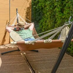 AMANKA 335 X 100 Cm Hangmat Met Frame - Brown -Tentenwinkel 0cecad7c66796e08