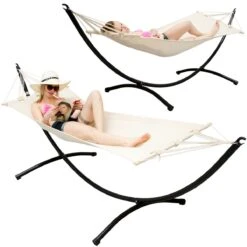 AMANKA 300 X 100 Hangmat Met Frame - Beige -Tentenwinkel 54cb7cef8b762b9f