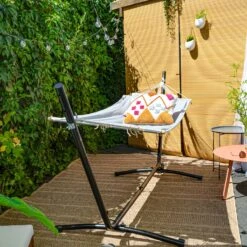 AMANKA 335 X 100 Cm Hangmat Met Frame - Grey -Tentenwinkel 5c38760f7aad829c