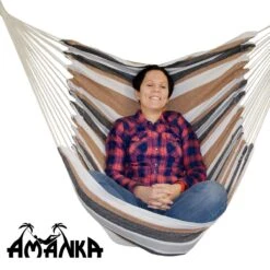 AMANKA 110 X 145 Gestreepte Zithangmat - Brown -Tentenwinkel 6241956d539b45.90595130