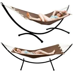 AMANKA 300 X 100 Hangmat Met Frame - Brown -Tentenwinkel 626a7b768d07d8.80483684