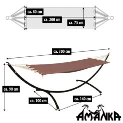 AMANKA 300 X 100 Hangmat Met Frame - Brown -Tentenwinkel 626a7b768f2ac0.64397073