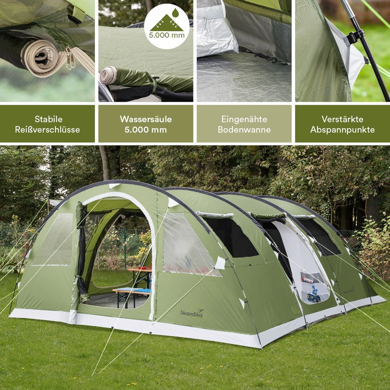 Skandika Gotland 6 Groene Tunneltent 2 Skandika Gotland 6 Groene Tunneltent - Afbeelding 2