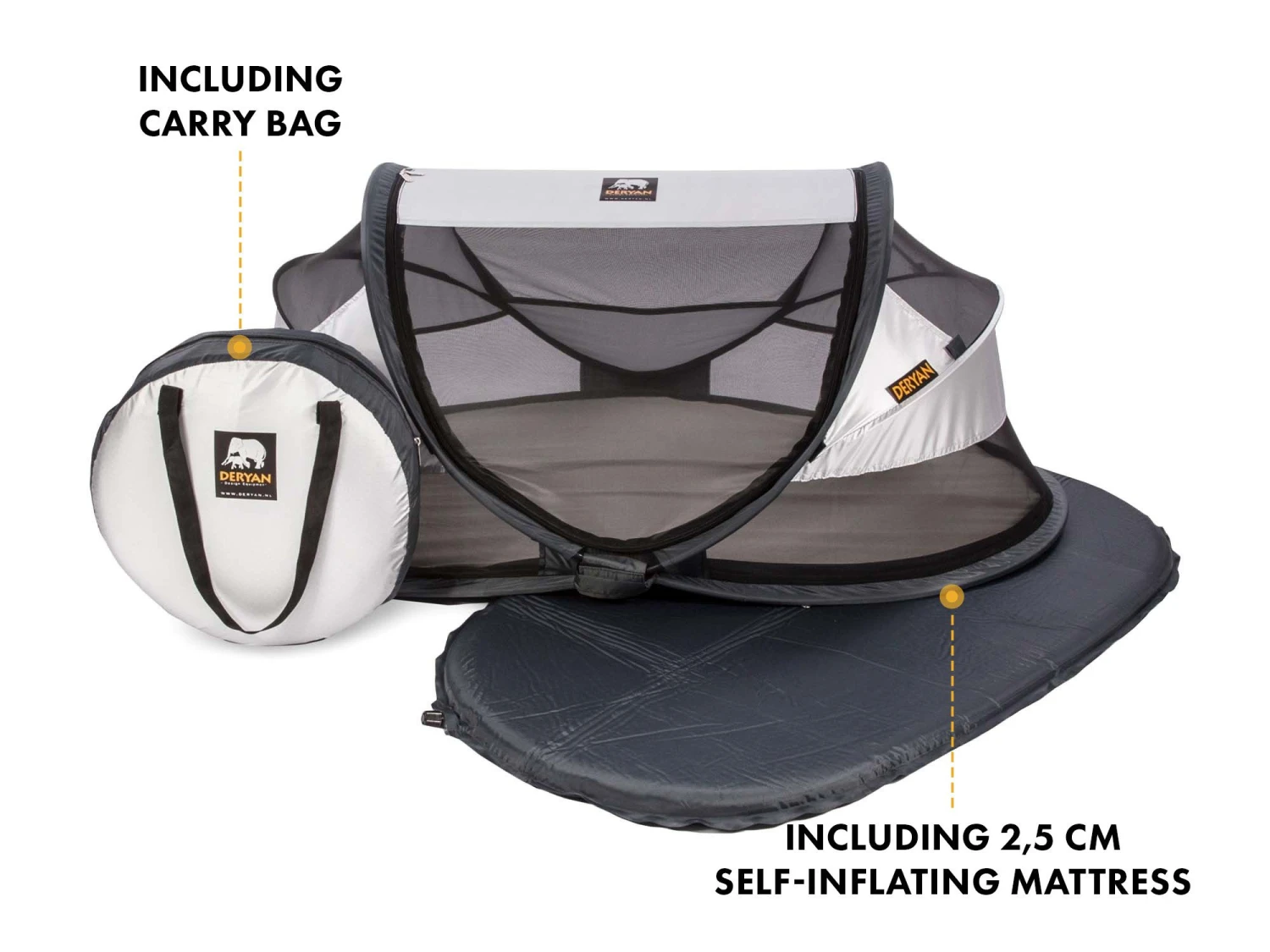 Deryan Baby Luxe Campingbedje Met Zelfopblaasbare Matras 2 Deryan Baby Luxe Campingbedje Met Zelfopblaasbare Matras - Afbeelding 2