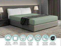 DoubleDry Home 140 X 200 Cm Hoeslaken - Oud Groen -Tentenwinkel 95b6c88e4382fc26