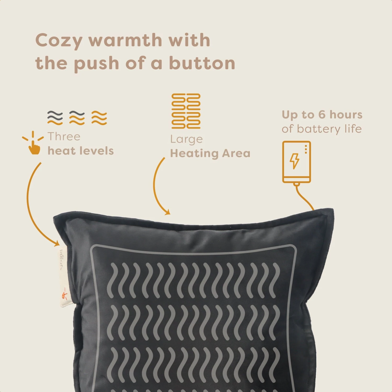 Pleafs Warmtekussen Plush 45x45cm - Onyx 3 Pleafs Warmtekussen Plush 45x45cm - Onyx - Afbeelding 3