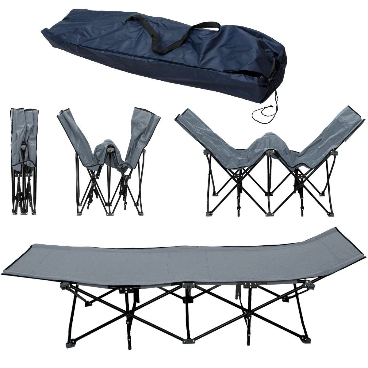 AMANKA 190 X 70 Camping Veldbed - Grey 3 AMANKA 190 X 70 Camping Veldbed - Grey - Afbeelding 3